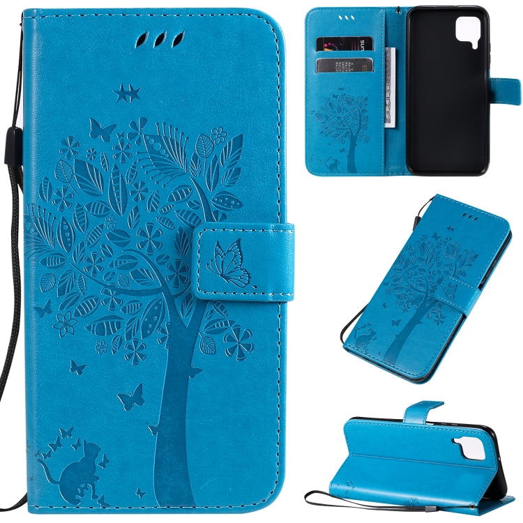 Tree & Cat Pattern Pressed Printing Horizontal Flip PU Leather Case with Holder & Card Slots & Wallet & Lanyard, For Xiaomi Redmi K30, For Huawei P40 Lite / nova 6 SE