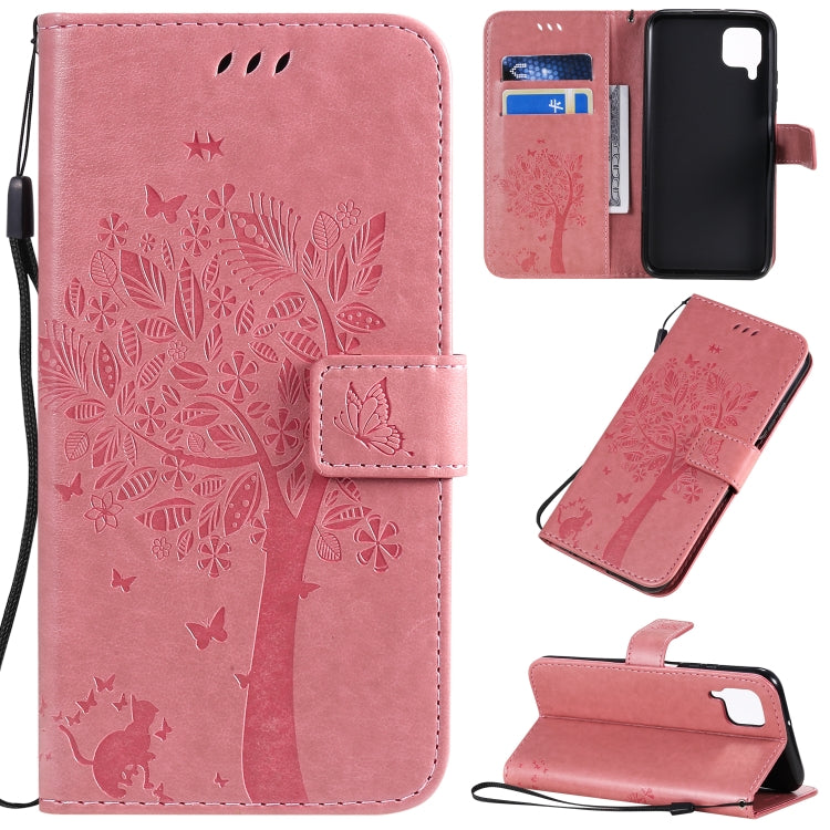 Tree & Cat Pattern Pressed Printing Horizontal Flip PU Leather Case with Holder & Card Slots & Wallet & Lanyard, For Xiaomi Redmi K30, For Huawei P40 Lite / nova 6 SE