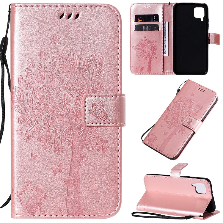 Tree & Cat Pattern Pressed Printing Horizontal Flip PU Leather Case with Holder & Card Slots & Wallet & Lanyard, For Xiaomi Redmi K30, For Huawei P40 Lite / nova 6 SE