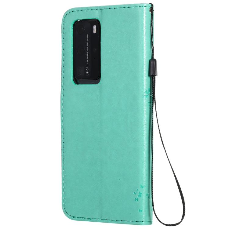 Tree & Cat Pattern Pressed Printing Horizontal Flip PU Leather Case with Holder & Card Slots & Wallet & Lanyard, For Huawei P40 Pro, For Huawei P40