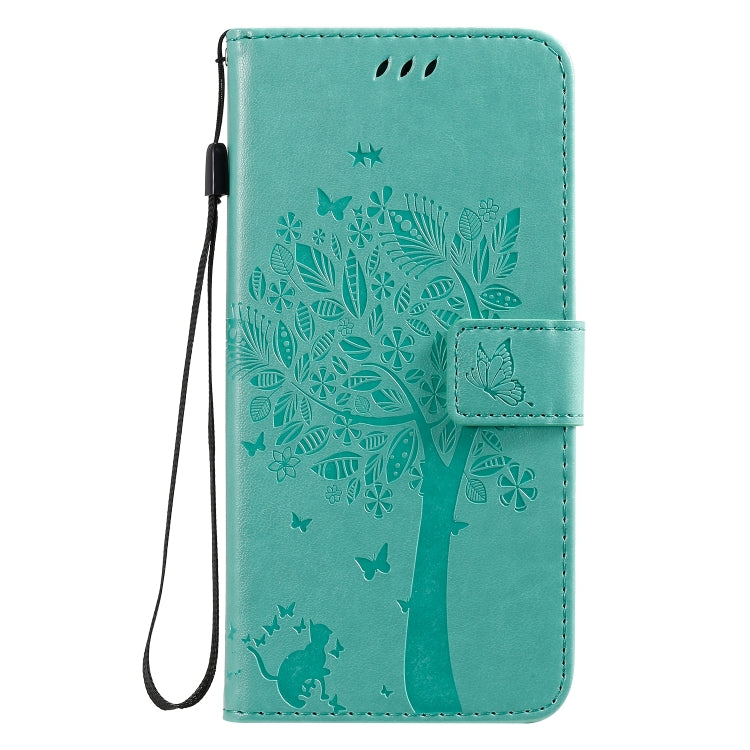 Tree & Cat Pattern Pressed Printing Horizontal Flip PU Leather Case with Holder & Card Slots & Wallet & Lanyard, For Huawei Enjoy 10e, For Motorola Moto E7