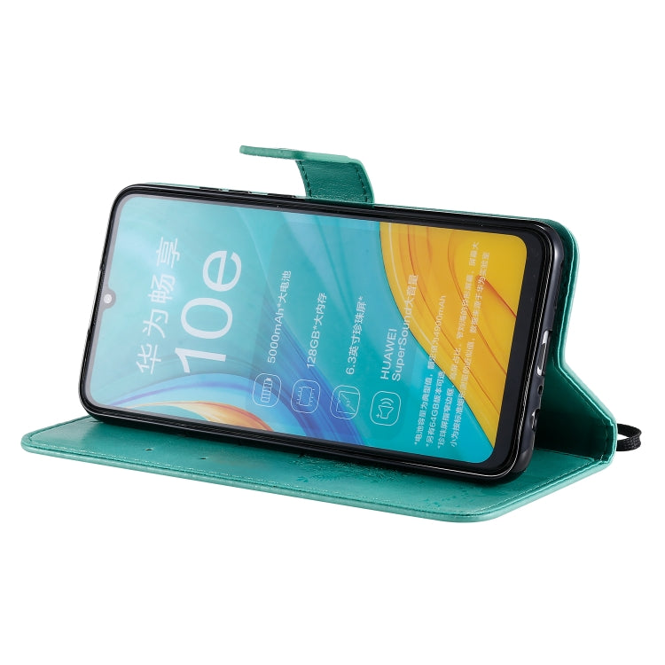 Tree & Cat Pattern Pressed Printing Horizontal Flip PU Leather Case with Holder & Card Slots & Wallet & Lanyard, For Huawei Enjoy 10e, For Motorola Moto E7