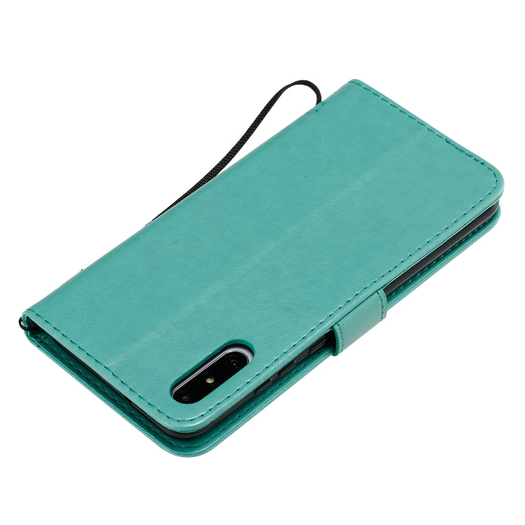 Tree & Cat Pattern Pressed Printing Horizontal Flip PU Leather Case with Holder & Card Slots & Wallet & Lanyard, For Huawei Enjoy 10e, For Motorola Moto E7