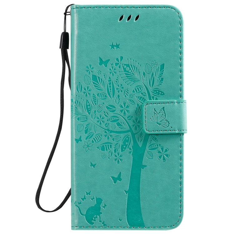 Tree & Cat Pattern Pressed Printing Horizontal Flip PU Leather Case with Holder & Card Slots & Wallet & Lanyard, For Motorola Moto G8, For Galaxy A91 / M80S