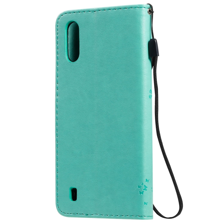 Tree & Cat Pattern Pressed Printing Horizontal Flip PU Leather Case with Holder & Card Slots & Wallet & Lanyard, For Galaxy A01, For Galaxy A21