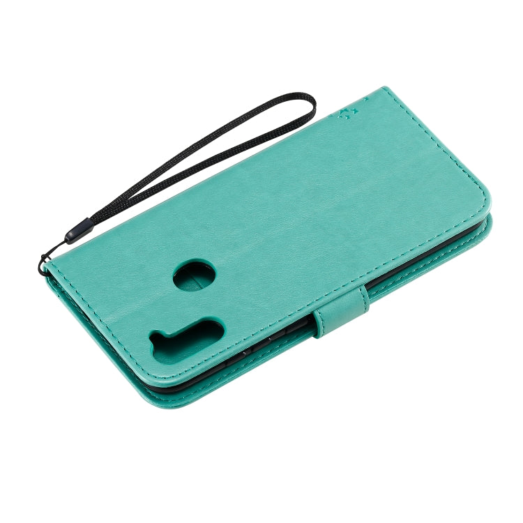 Tree & Cat Pattern Pressed Printing Horizontal Flip PU Leather Case with Holder & Card Slots & Wallet & Lanyard, For Galaxy M11 / A11, For Galaxy M31