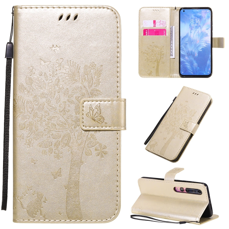 Tree & Cat Pattern Pressed Printing Horizontal Flip PU Leather Case with Holder & Card Slots & Wallet & Lanyard, For Sony Xperia 1 II, For Xiaomi Mi 10 5G / Mi 10 Pro 5G
