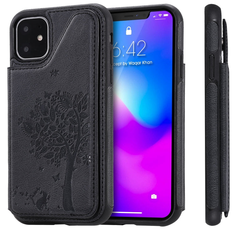 Cat Tree Embossing Pattern Protective Case with Card Slots for Galaxy S9+ S10 S10e iPhone 11
