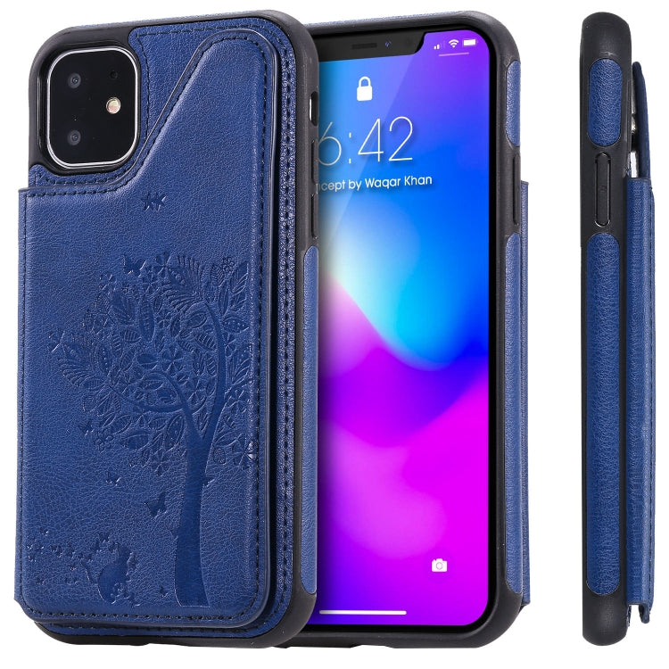 Cat Tree Embossing Pattern Protective Case with Card Slots for Galaxy S9+ S10 S10e iPhone 11