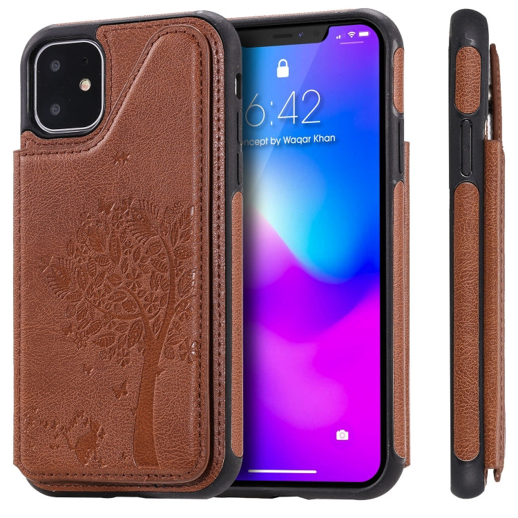 Cat Tree Embossing Pattern Protective Case with Card Slots for Galaxy S9+ S10 S10e iPhone 11