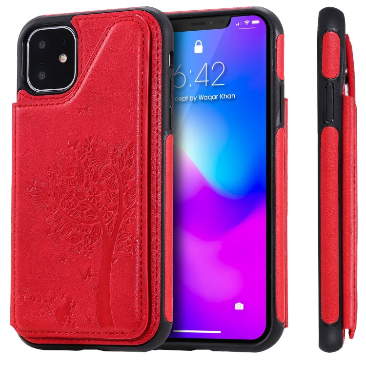 Cat Tree Embossing Pattern Protective Case with Card Slots for Galaxy S9+ S10 S10e iPhone 11