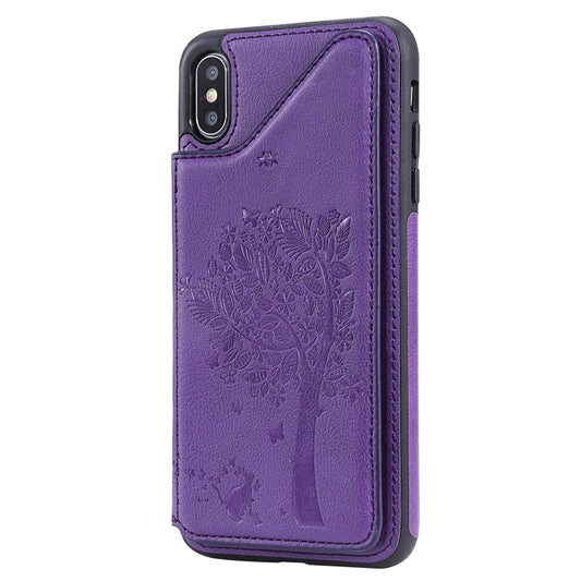 Shockproof protective case featuring feline tree design for iPhone models