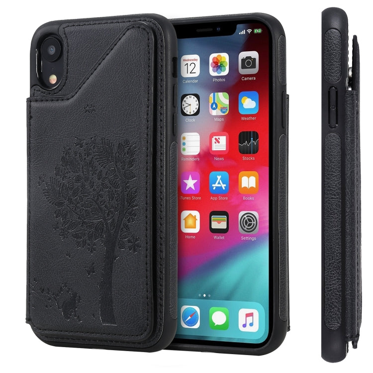Cat Tree Embossing Pattern Shockproof Protective Case with Card Slots & Photo Frame & Holder, For iPhone XS Max, For iPhone XR, For iPhone XS / X, For iPhone 8 Plus & 7 Plus