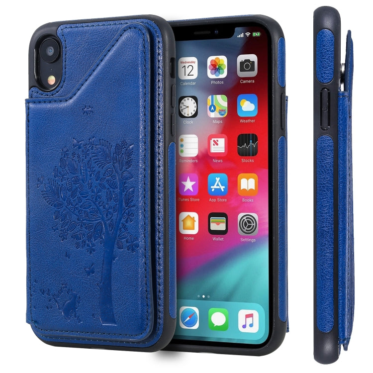 Cat Tree Embossing Pattern Shockproof Protective Case with Card Slots & Photo Frame & Holder, For iPhone XS Max, For iPhone XR, For iPhone XS / X, For iPhone 8 Plus & 7 Plus