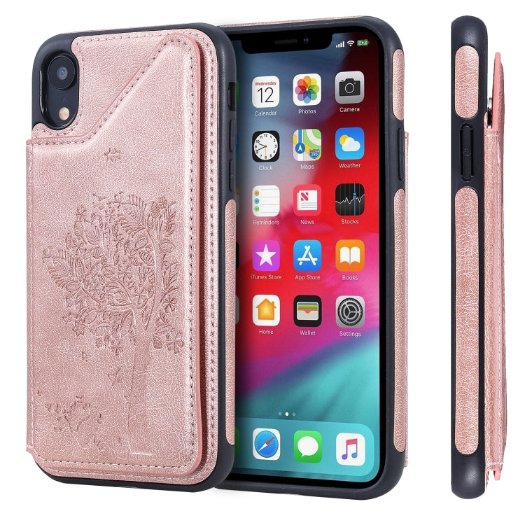 Cat Tree Embossing Pattern Shockproof Protective Case with Card Slots & Photo Frame & Holder, For iPhone XS Max, For iPhone XR, For iPhone XS / X, For iPhone 8 Plus & 7 Plus