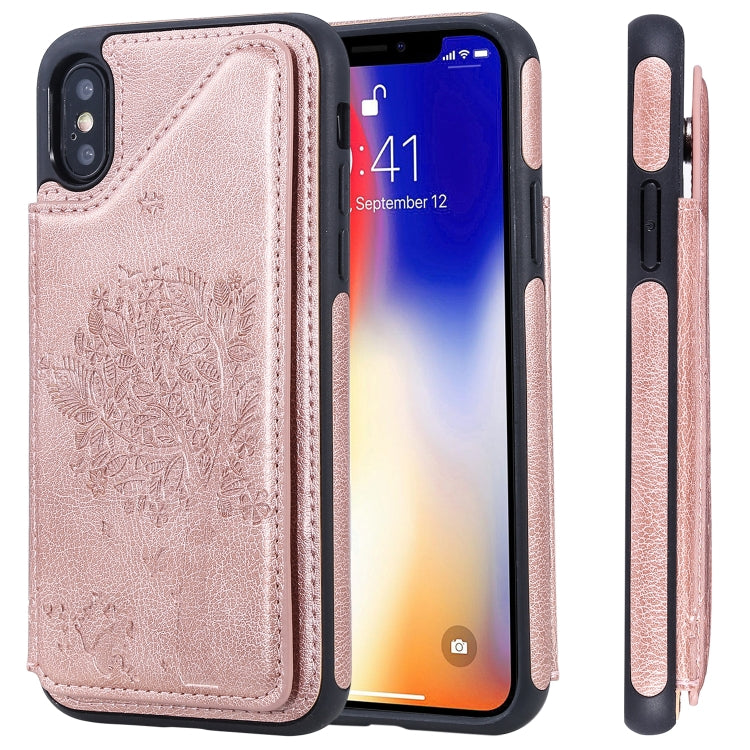 Cat Tree Embossing Pattern Shockproof Protective Case with Card Slots & Photo Frame & Holder, For iPhone XS Max, For iPhone XR, For iPhone XS / X, For iPhone 8 Plus & 7 Plus