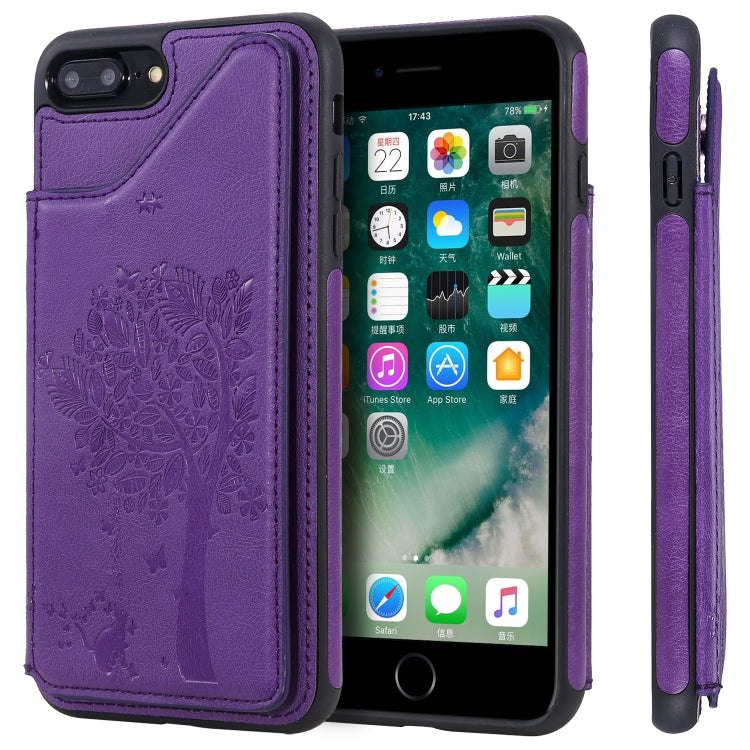 Cat Tree Embossing Pattern Shockproof Protective Case with Card Slots & Photo Frame & Holder, For iPhone XS Max, For iPhone XR, For iPhone XS / X, For iPhone 8 Plus & 7 Plus