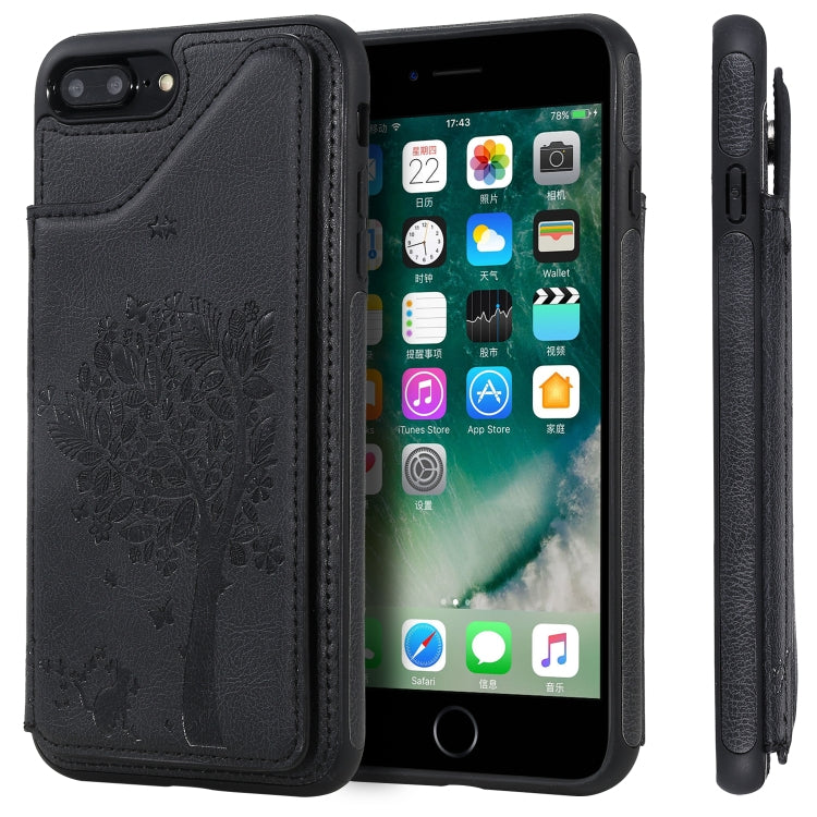 Cat Tree Embossing Pattern Shockproof Protective Case with Card Slots & Photo Frame & Holder, For iPhone XS Max, For iPhone XR, For iPhone XS / X, For iPhone 8 Plus & 7 Plus