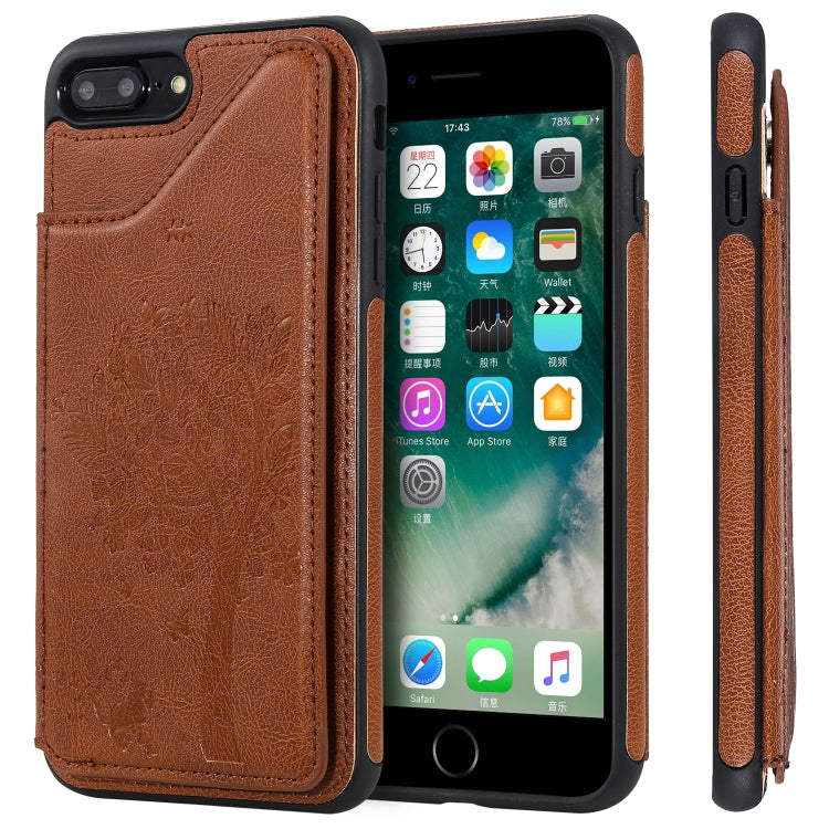 Cat Tree Embossing Pattern Shockproof Protective Case with Card Slots & Photo Frame & Holder, For iPhone XS Max, For iPhone XR, For iPhone XS / X, For iPhone 8 Plus & 7 Plus