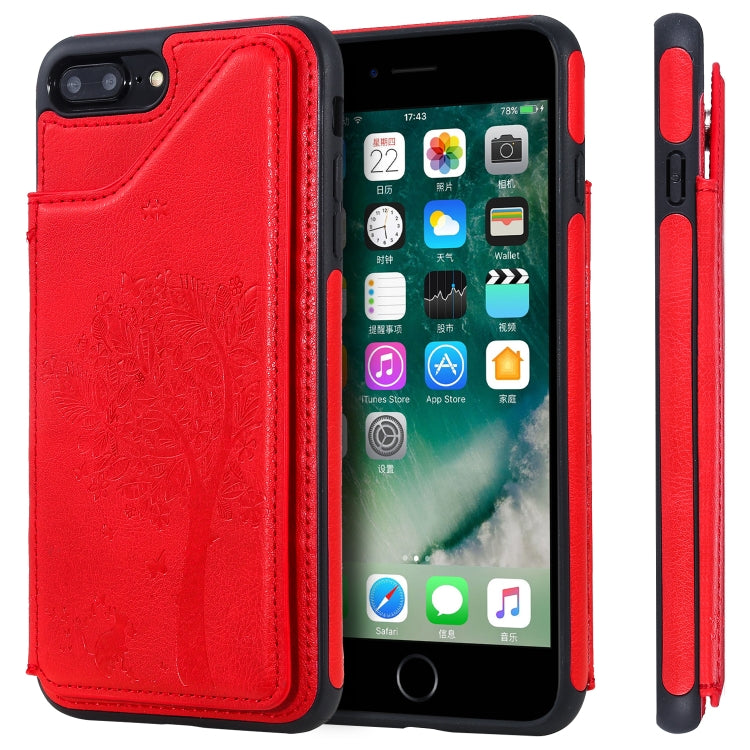 Cat Tree Embossing Pattern Shockproof Protective Case with Card Slots & Photo Frame & Holder, For iPhone XS Max, For iPhone XR, For iPhone XS / X, For iPhone 8 Plus & 7 Plus