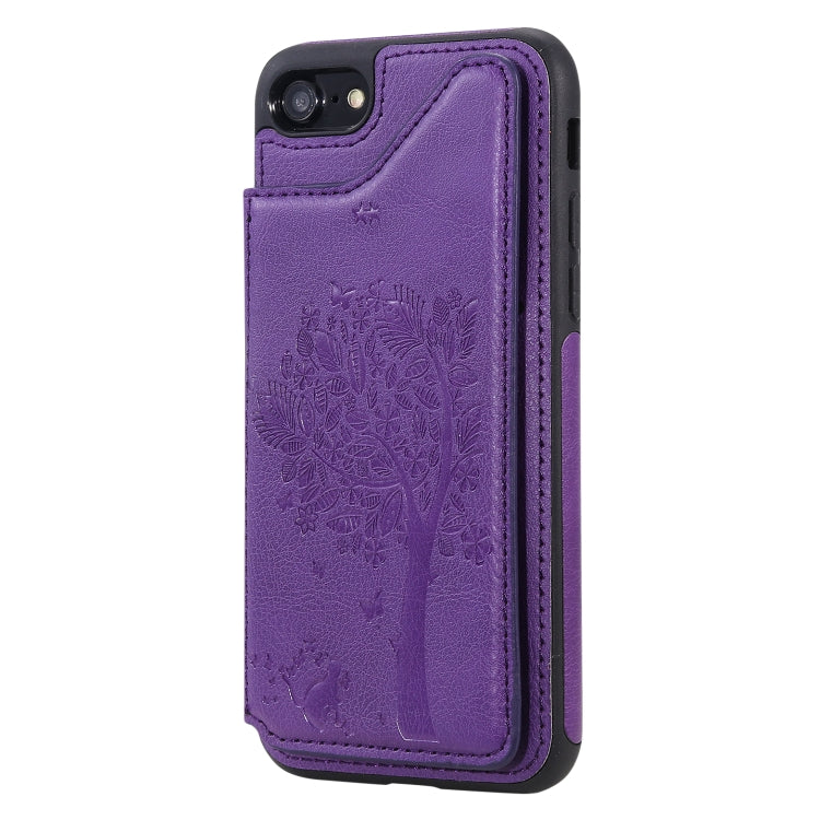 Cat Tree Embossed iPhone Case with Card Slots for iPhone SE 2020 8 7 6s 6 Plus