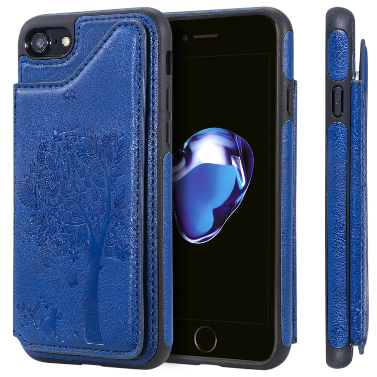 Cat Tree Embossed iPhone Case with Card Slots for iPhone SE 2020 8 7 6s 6 Plus