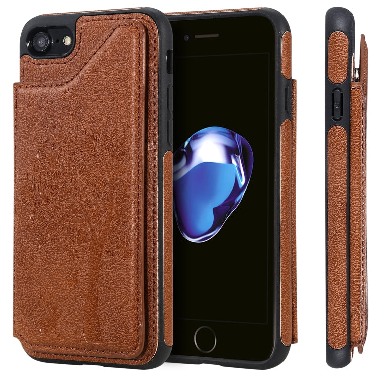 Cat Tree Embossed iPhone Case with Card Slots for iPhone SE 2020 8 7 6s 6 Plus