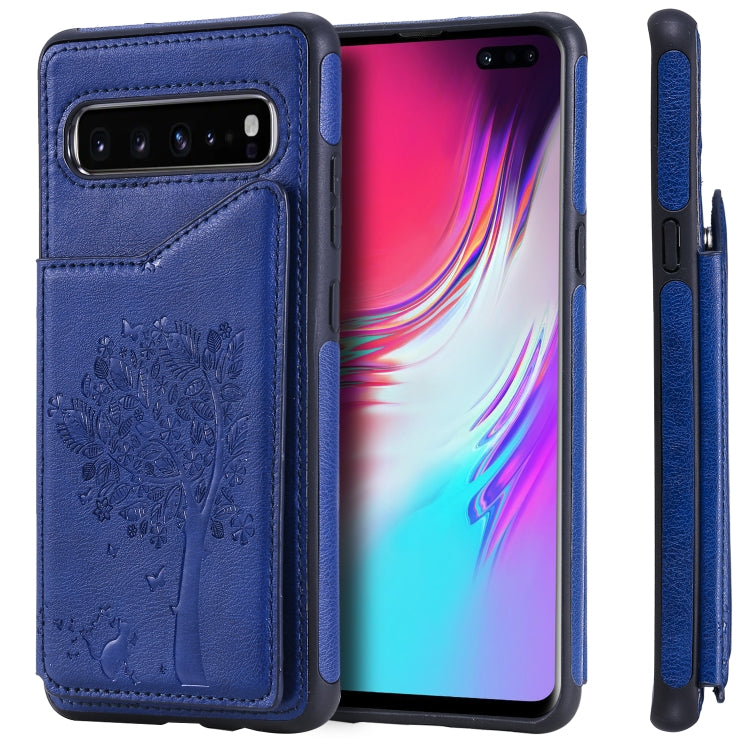 Cat Tree Embossing Pattern Protective Case with Card Slots for Galaxy S9+ S10 S10e iPhone 11