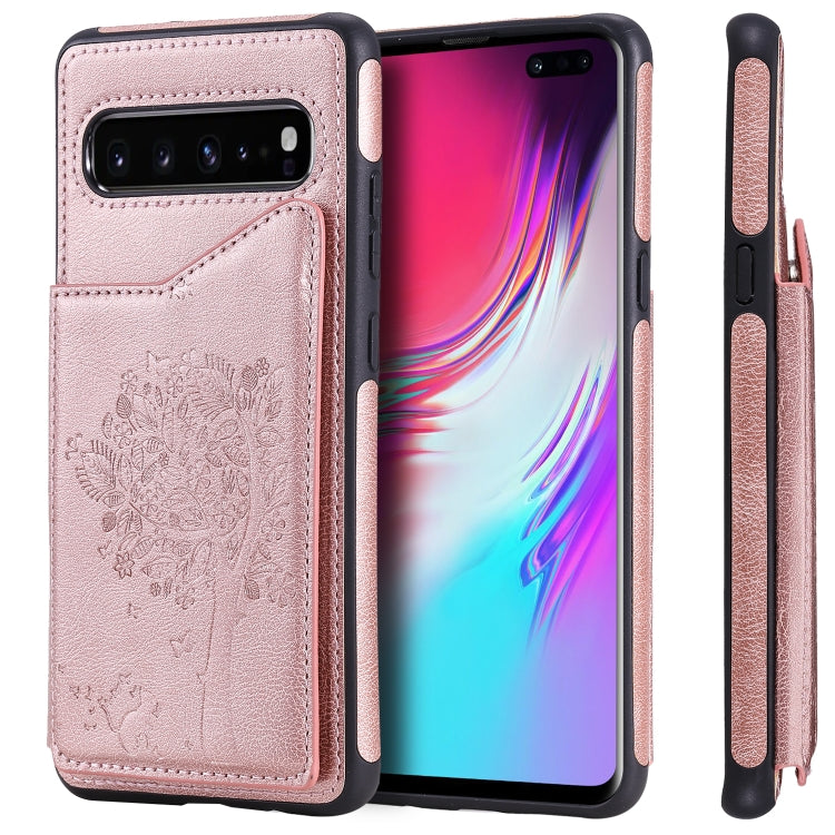 Cat Tree Embossing Pattern Protective Case with Card Slots for Galaxy S9+ S10 S10e iPhone 11