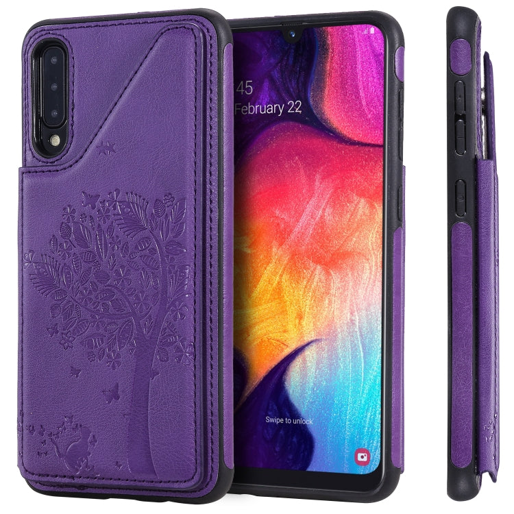 Cat Tree Embossing Pattern Shockproof Protective Case with Card Slots & Photo Frame & Holder, For Galaxy A50, For Huawei Mate 30