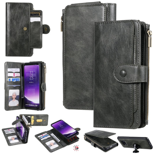 Retro magnetic leather flip case for Galaxy S8+ S9 S9+ S10 with card slots and wallet holder