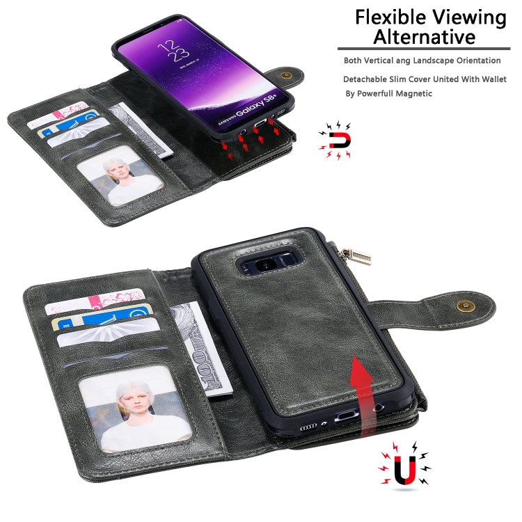 Multifunctional Retro Detachable Magnetic Horizontal Flip Leather Case with Card Slots & Holder & Wallet & Photo Frame, For Galaxy S8+, For Galaxy S9, For Galaxy S9+, For Galaxy S10