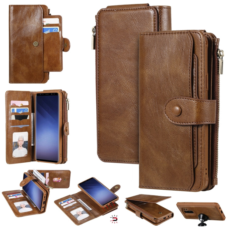 Multifunctional Retro Detachable Magnetic Horizontal Flip Leather Case with Card Slots & Holder & Wallet & Photo Frame, For Galaxy S8+, For Galaxy S9, For Galaxy S9+, For Galaxy S10