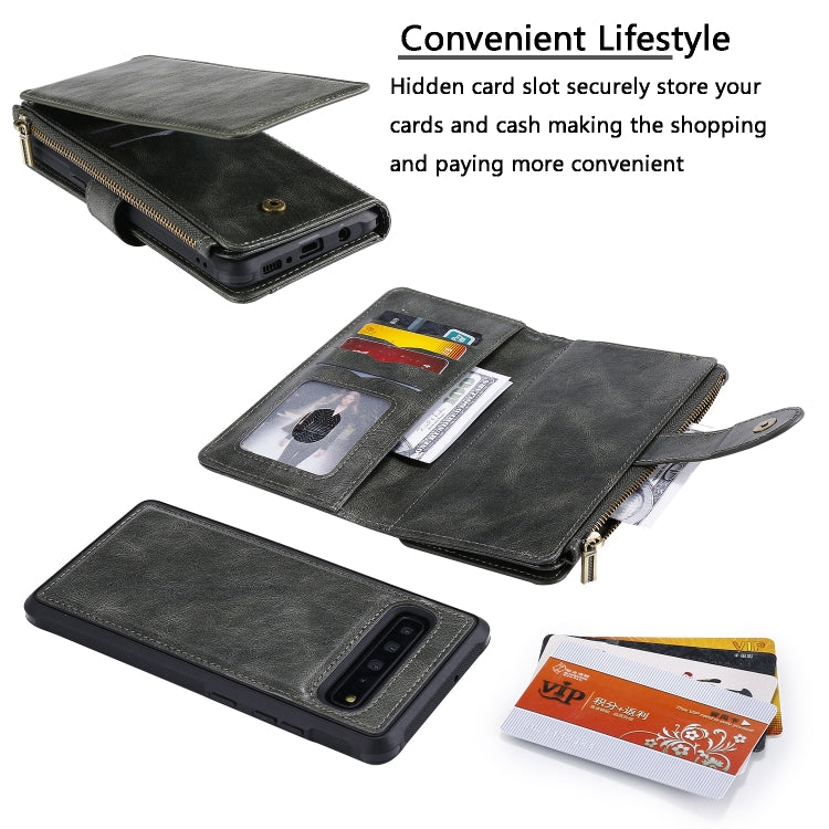 Multifunctional Retro Detachable Magnetic Horizontal Flip Leather Case with Card Slots & Holder & Wallet & Photo Frame, For Galaxy S10 5G, For Galaxy S10+, For Galaxy S10e