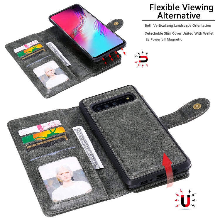 Multifunctional Retro Detachable Magnetic Horizontal Flip Leather Case with Card Slots & Holder & Wallet & Photo Frame, For Galaxy S10 5G, For Galaxy S10+, For Galaxy S10e
