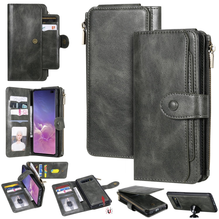 Multifunctional Retro Detachable Magnetic Horizontal Flip Leather Case with Card Slots & Holder & Wallet & Photo Frame, For Galaxy S10 5G, For Galaxy S10+, For Galaxy S10e