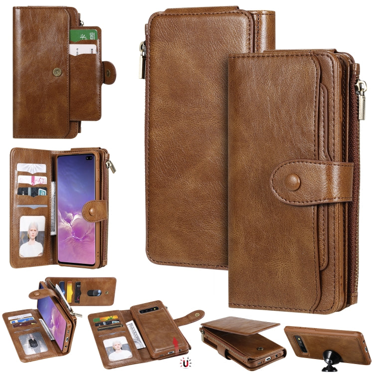 Multifunctional Retro Detachable Magnetic Horizontal Flip Leather Case with Card Slots & Holder & Wallet & Photo Frame, For Galaxy S10 5G, For Galaxy S10+, For Galaxy S10e