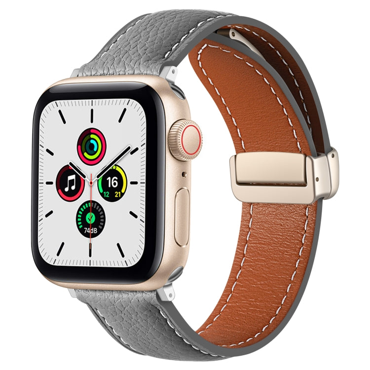 Folding Buckle Genuine Leather Watch Band, For Apple Watch Ultra 49mm / Series 8&7 45mm / SE 2&6&SE&5&4 44mm / 3&2&1 42mm, For Apple Watch Series 8&7 41mm / SE 2&6&SE&5&4 40mm / 3&2&1 38mm