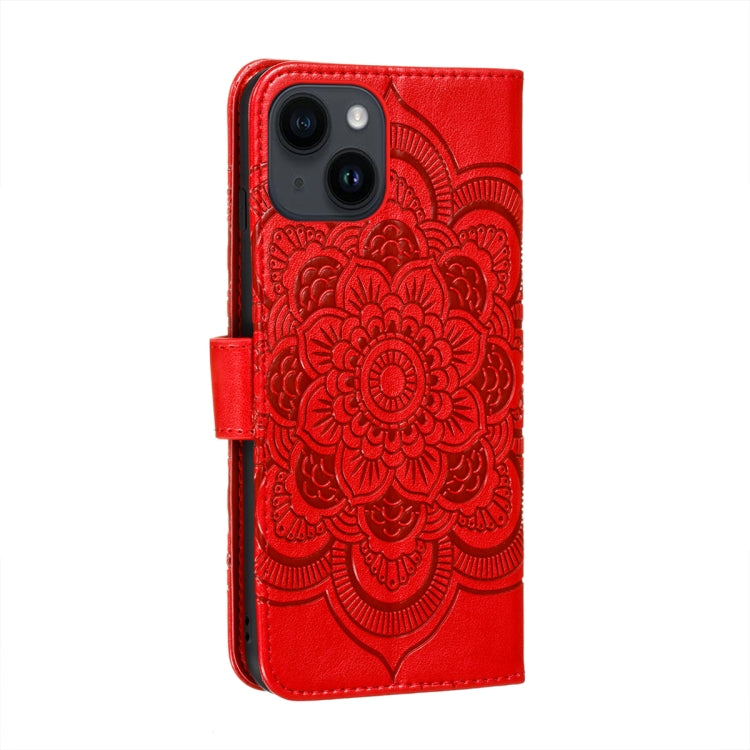 Sun Mandala Embossing Leather Phone Case, For iPhone 14 / 13, For iPhone 14 Plus, For iPhone 14 Pro