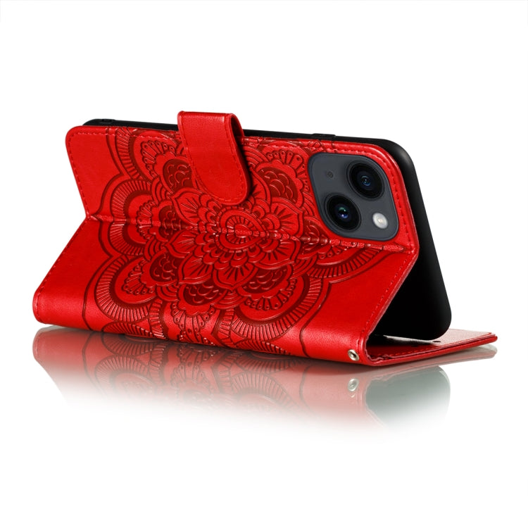 Sun Mandala Embossing Leather Phone Case, For iPhone 14 / 13, For iPhone 14 Plus, For iPhone 14 Pro