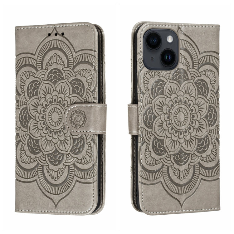 Sun Mandala Embossing Leather Phone Case, For iPhone 14 / 13, For iPhone 14 Plus, For iPhone 14 Pro