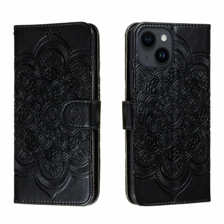 Sun Mandala Embossing Leather Phone Case, For iPhone 14 / 13, For iPhone 14 Plus, For iPhone 14 Pro
