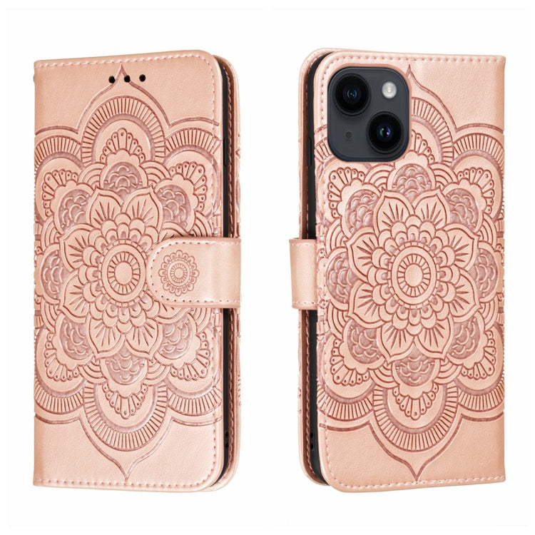 Sun Mandala Embossing Leather Phone Case, For iPhone 14 / 13, For iPhone 14 Plus, For iPhone 14 Pro