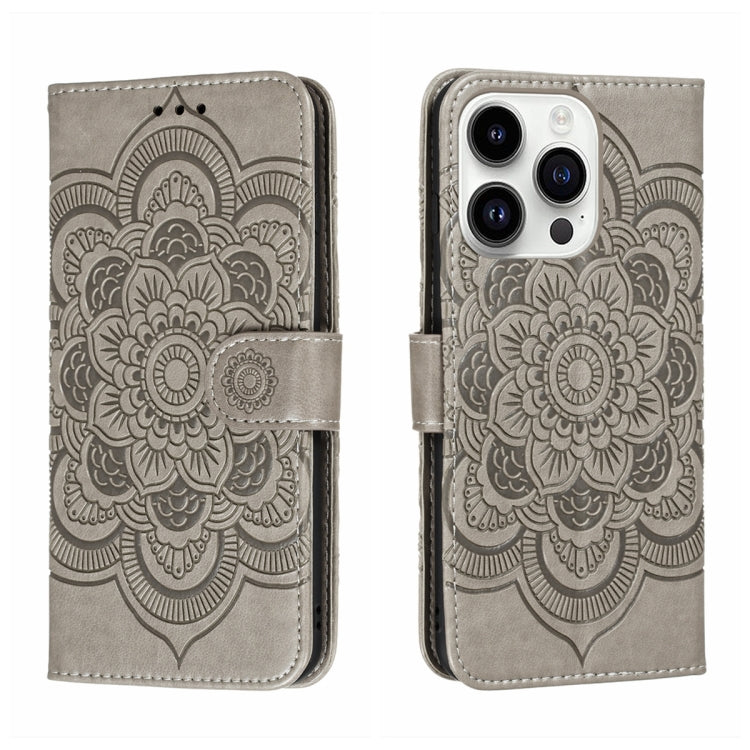 Sun Mandala Embossing Leather Phone Case, For iPhone 14 / 13, For iPhone 14 Plus, For iPhone 14 Pro