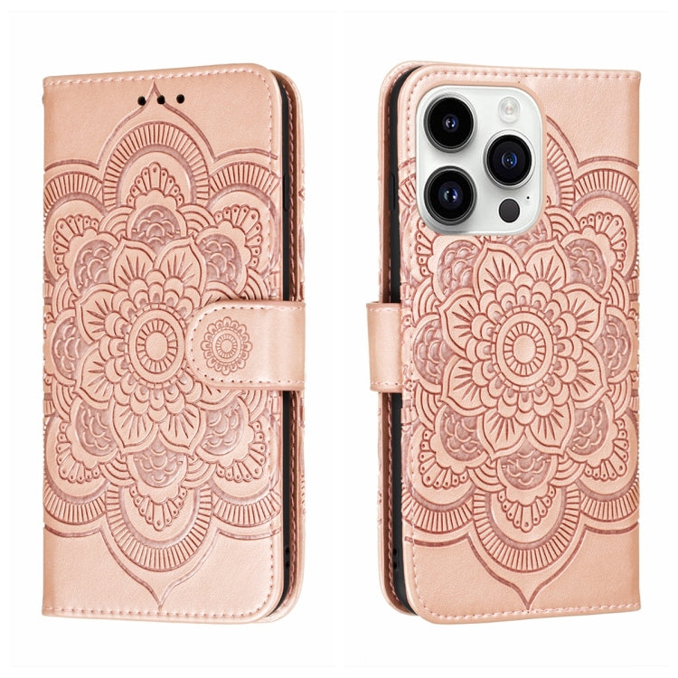 Sun Mandala Embossing Leather Phone Case, For iPhone 14 / 13, For iPhone 14 Plus, For iPhone 14 Pro