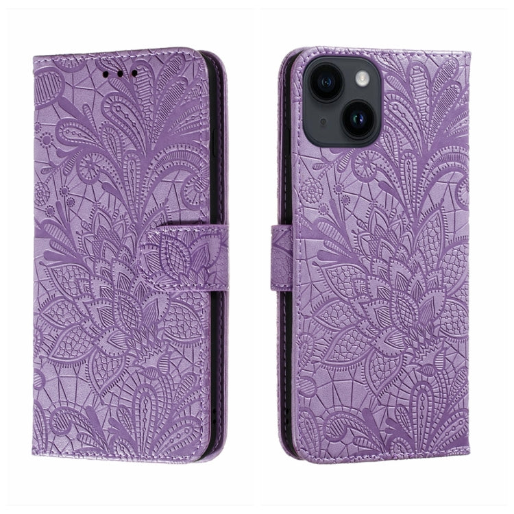 Lace Flower Embossing Flip Leather Phone Case