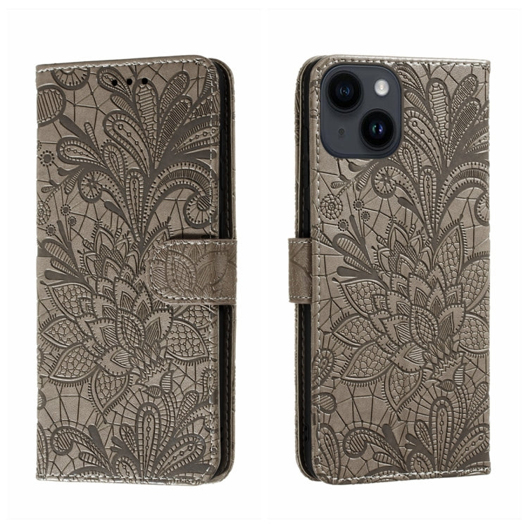 Lace Flower Embossing Flip Leather Phone Case
