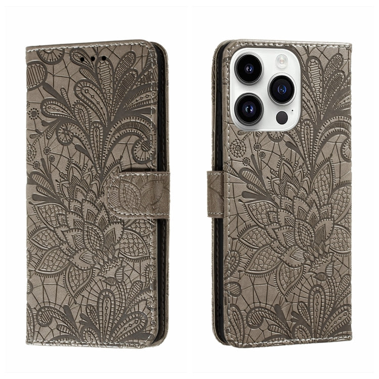 Lace Flower Embossing Flip Leather Phone Case