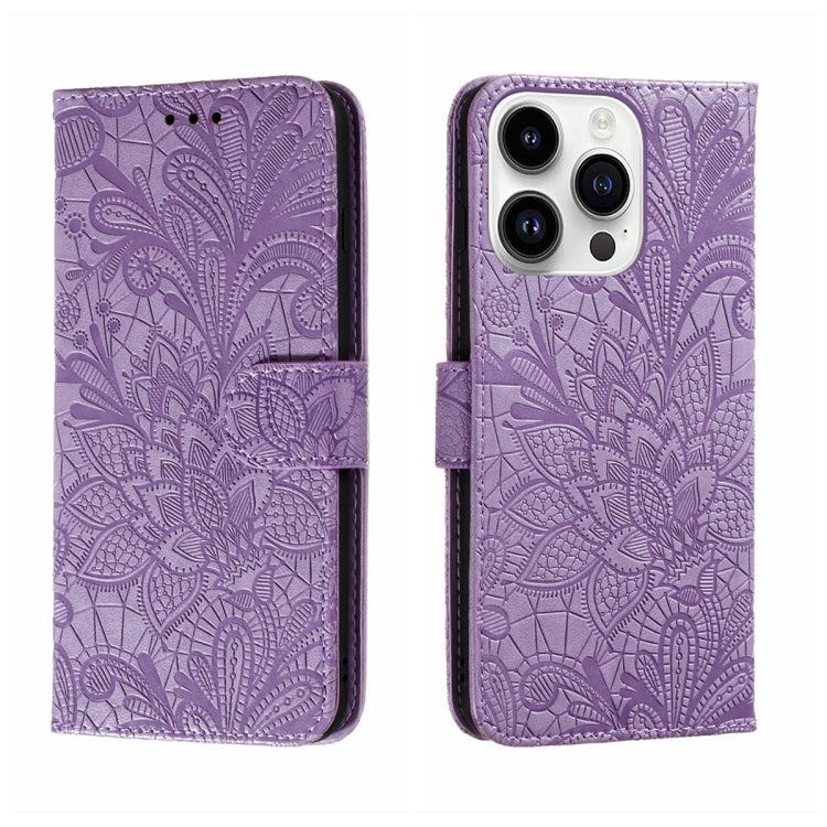 Lace Flower Embossing Flip Leather Phone Case