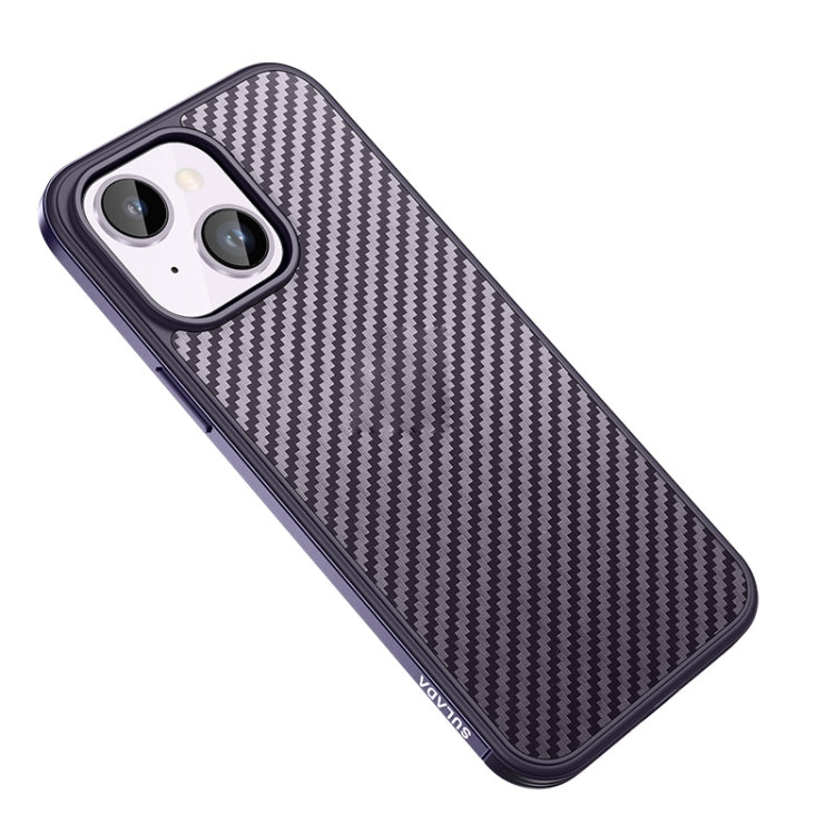 SULADA Carbon Fiber Textured Shockproof Metal + TPU Frame Case